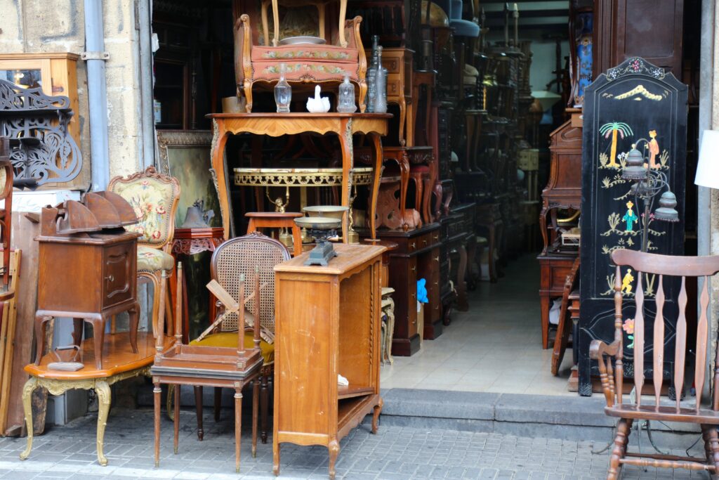 Antique store with wood furniture